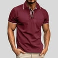 thumbnail image 2 of Men Polo Shirt Beefy Stretch Tops Dressy Short Sleeve Lightweight Jogging Tshirts Textured Shirt Men Work Wine XXL, 2 of 8