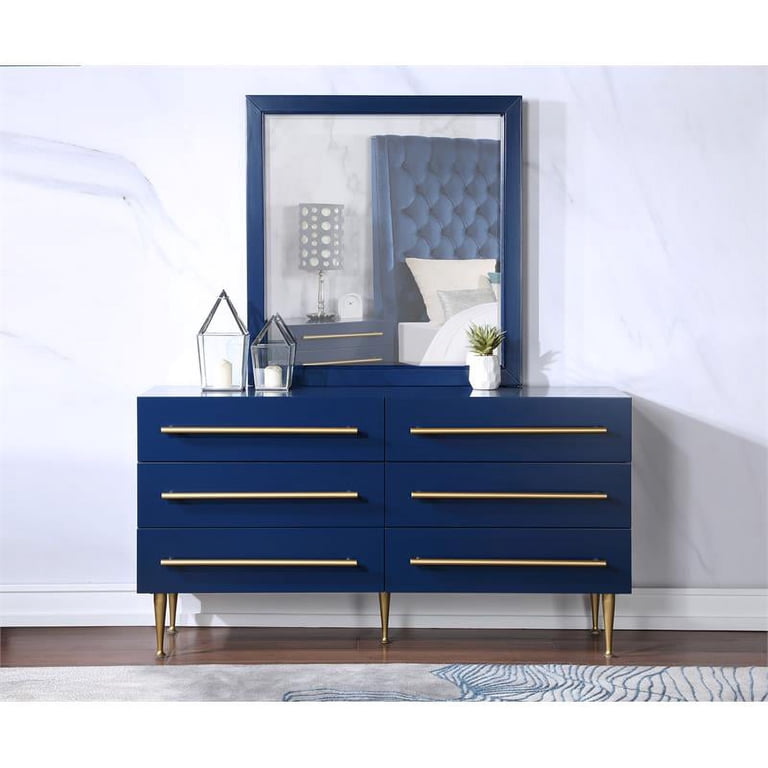 metal dresser with mirror Home Square 2-Piece Set with Metal Dresser and Mirror in Rich Black
