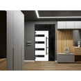 thumbnail image 3 of Front Exterior Prehung Steel Door / Ronex 0131 Grey / Side and Top Exterior Window Sidelite / Entry Metal Modern Painted W36+14" x H80+16" Right hand Inswing, 3 of 6
