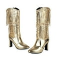 thumbnail image 6 of Fashionable Women's Mid-Calf Boots with Glittery Pointed Toe and Heel Featuring Fringe Tassel Design for Ladies, 6 of 6