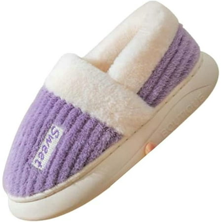 

PIKADINGNIS Men Women Trendy Fluffy Fur House Slippers Soft Warm Wrap Heel Non-slip Sweet Home Shoes Indoor Outdoor for Winter Spring Fall