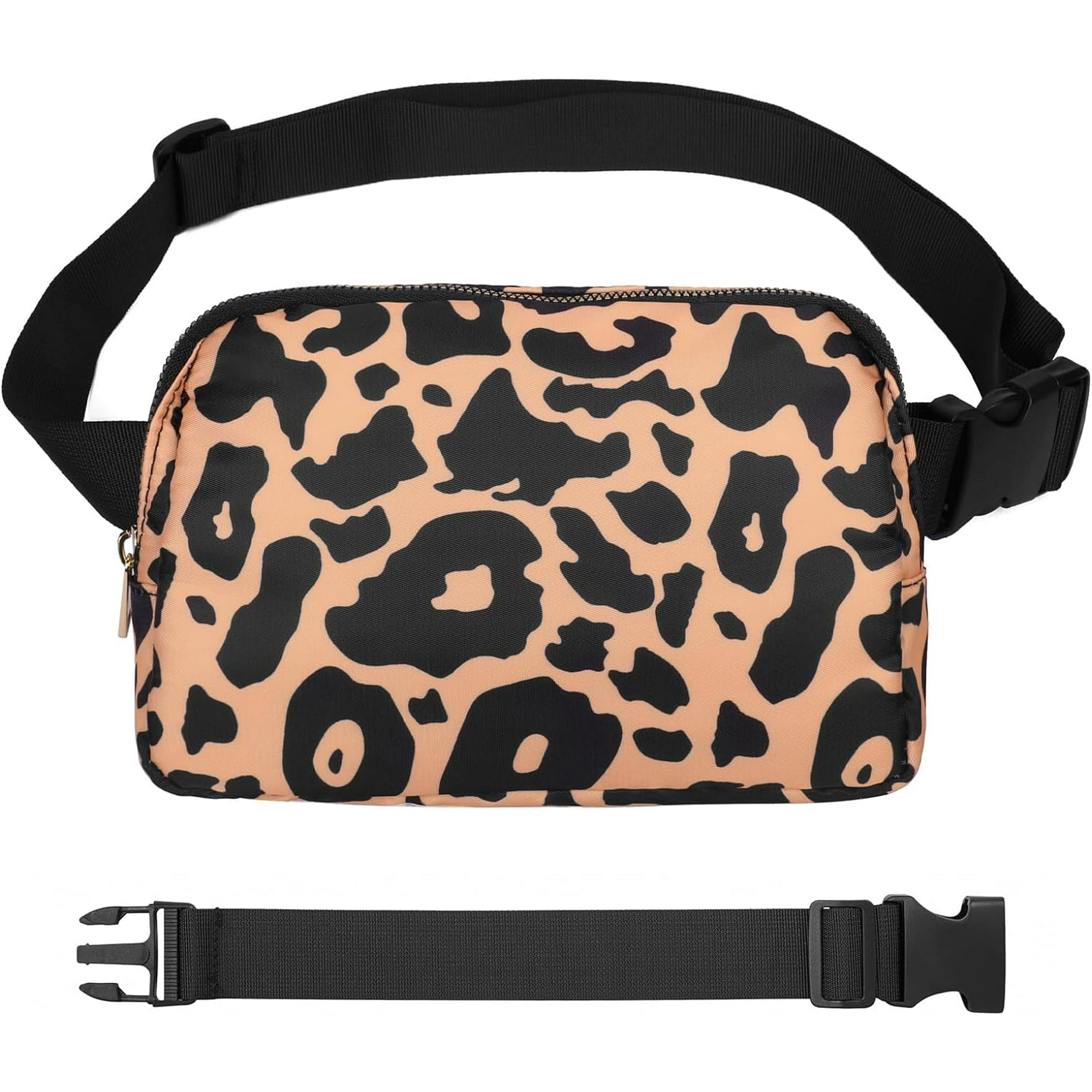 XINQIHANG Waist Pack for Running Fanny Pack for Women and Men Crossbody Belt Bag Bum Bag with Adjustable Strap for Sports Christmas Gift for Men and Women Leopard Yellow with Rope