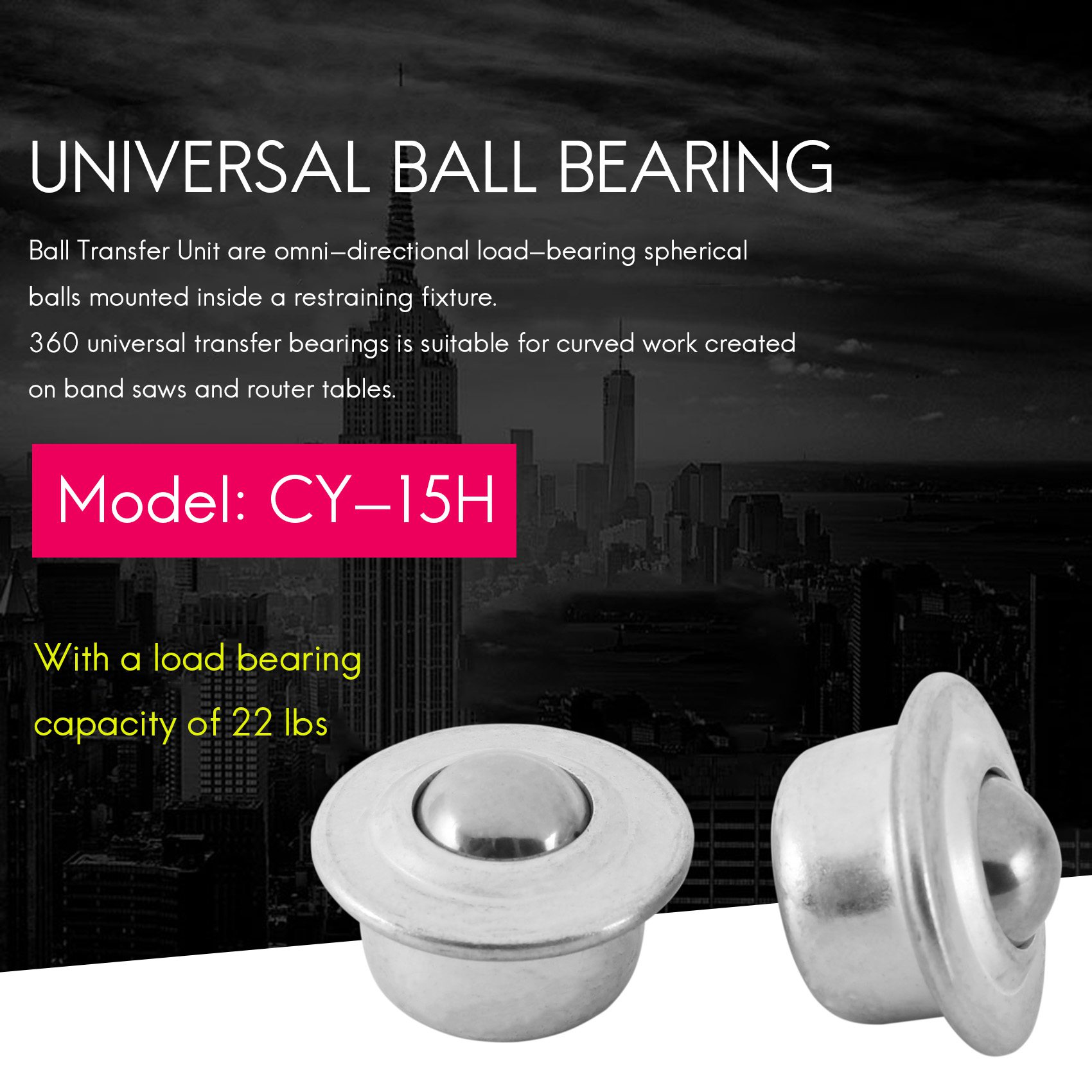 8PCS Stainless Steel Ball Transfer Bearing Casters Universal Base