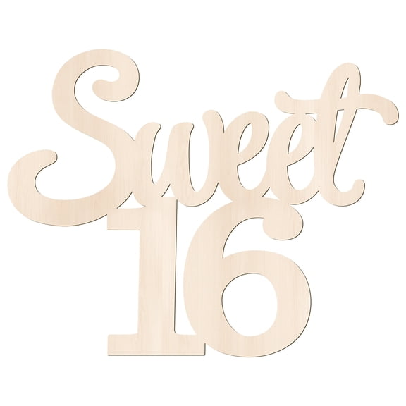 GROBRO7 Sweet 16 Wooden Centerpiece, 30x23x0.5cm Table Decor for Birthday Party