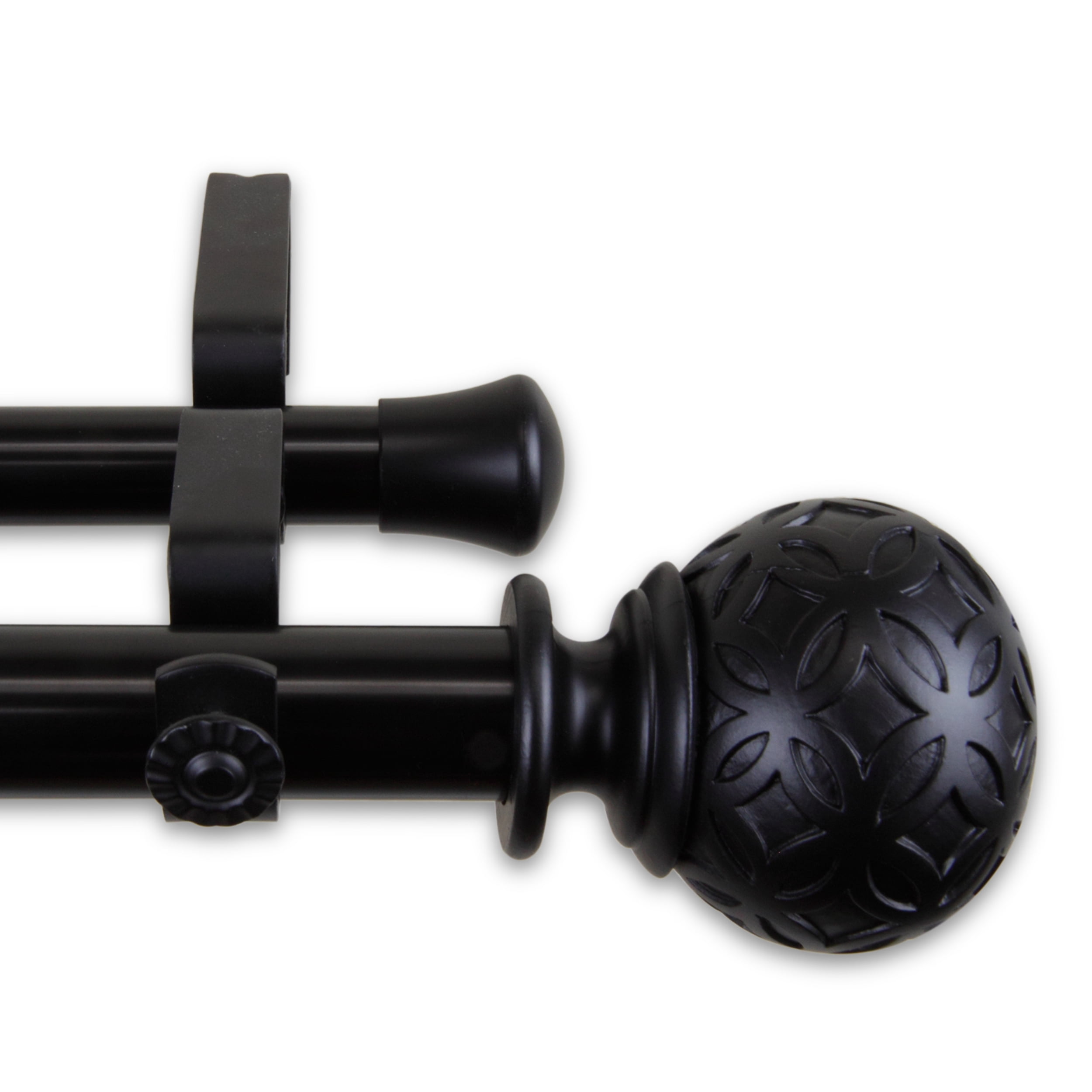 Plaid 1" Double Curtain Rod 66-120 inch - Black