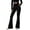 Black, variant on Tqcoqu Women's Crossover V Waist Ribbed Bootcut Pants,Solid Casual Flared Trousers with Side Pockets,Athletic Yoga Workout Pants