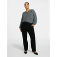 thumbnail image 2 of Terra & Sky Women's Plus Size Button Blouse with 3/4-Length Sleeves, Sizes 0X-5X, 2 of 5