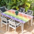 thumbnail image 2 of Easter Table Cloths for 4 Foot Rectangle Tables, Spring Rabbit Silhouette Colorful Rainbow Graffiti Patio Waterproof Elastic Fitted Tablecloths, Washable Rectangular Table Cover for Camping, 2 of 8
