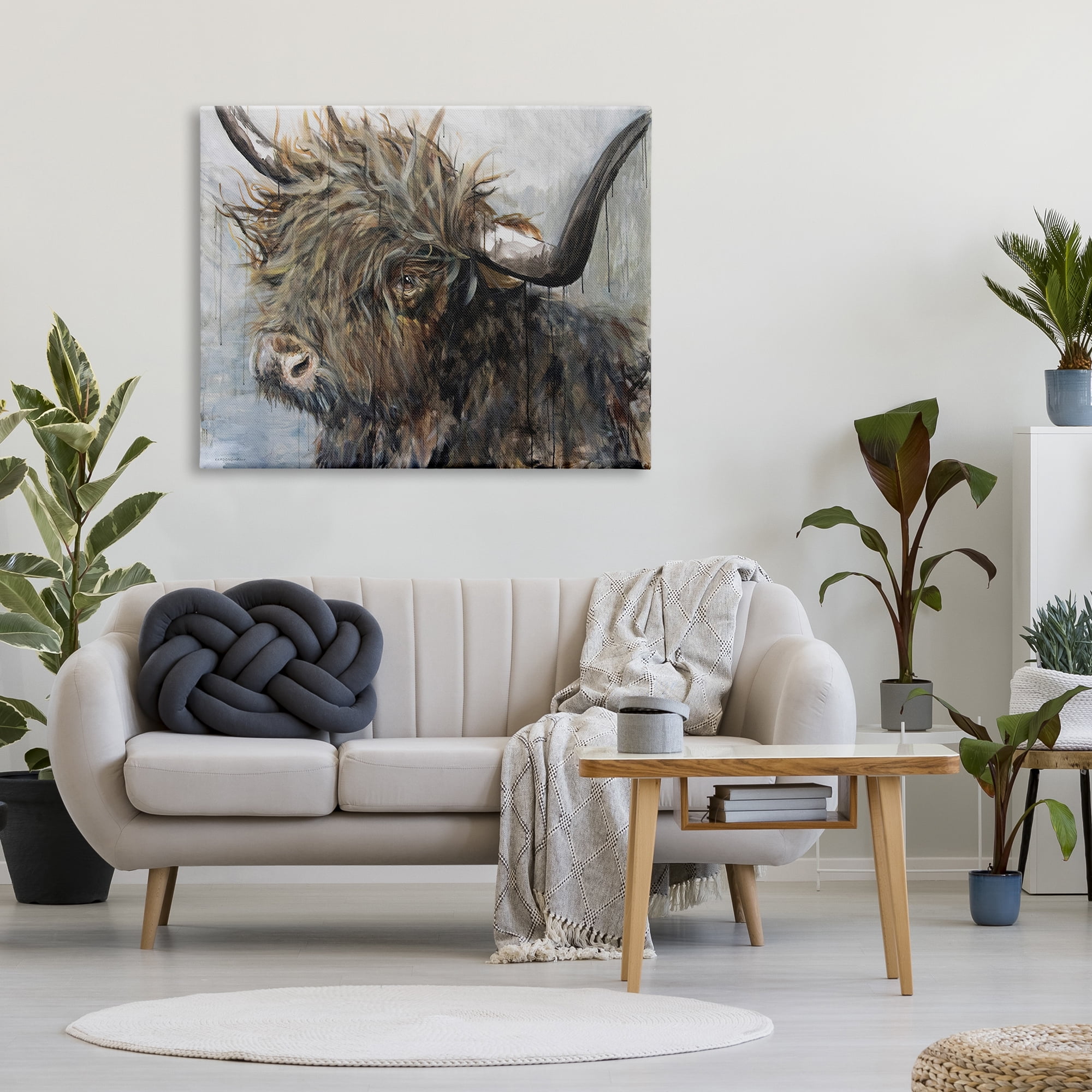 Stupell Industries Baby Highland Cattle Portrait Rustic Rain P. Drip, 48 x 36, Design by Kamdon Kreations
