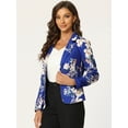 thumbnail image 2 of Chaqueta Tipo Blazer Informal Con Solapa De Muesca Y Manga Larga Para Mujer Azul Real-floral XS, 2 of 6