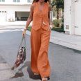thumbnail image 4 of Quixlent 2 Pcs/Set Women Vest Pants Set Sleeveless V Neck Single-breasted Top Elastic Waist Side Pockets Straight Trousers Casual Commute Clothes Daily Outfit, 4 of 7