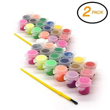 2PK Assorted 18 Color Washable Easy Take-Off Kids Paint w/ Brush Art Craft Tool