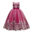 thumbnail image 2 of XXWXYD Girls Flower Girl Lace Dress for Wedding Bridesmaid Pageant Par𝗍y, First Birthday Dance Prom Formal Long Maxi Gown with Sequin Bowknot Puffy Tulle, Big Kids Special, 2 of 3