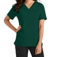 thumbnail image 2 of YUGYXL Womens Short Sleeve Scrub Tops Cozy V Neck Nursing Medical Uniform Shirts Solid Color Basics Fit Workwear with Pockets Green S, 2 of 8