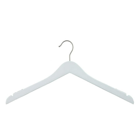 NAHANCO #20117 17" Low Gloss White Wooden Shirt Hangers (Pack of 100)
