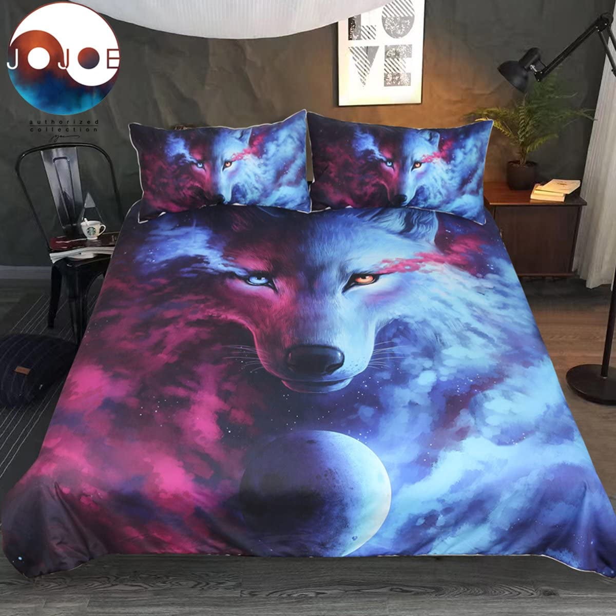 Jojoesart Wolf Moon Bedding Set 