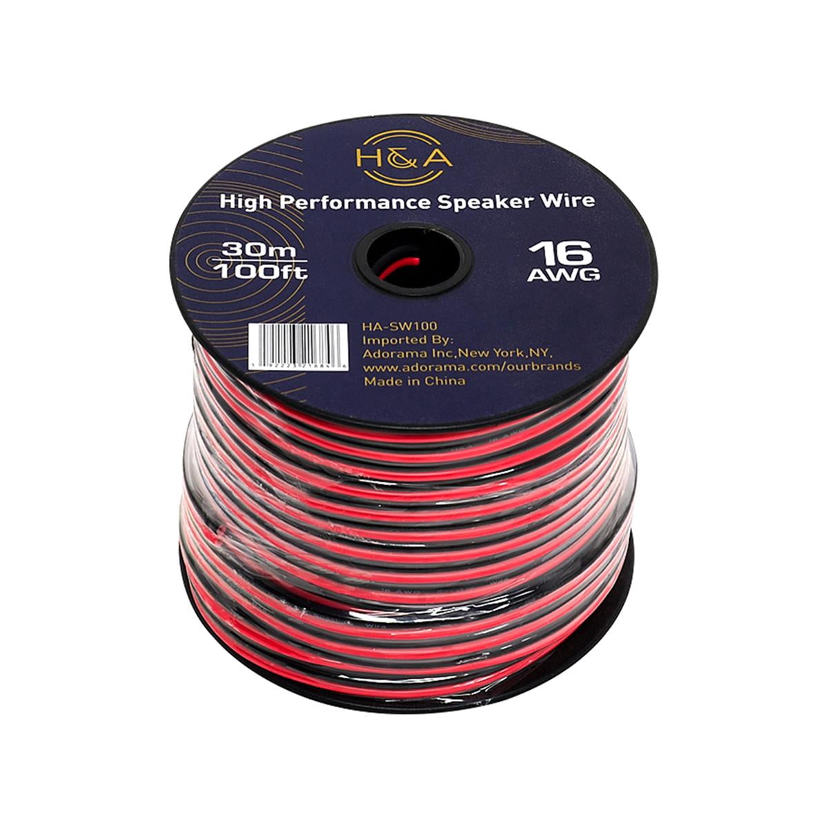 H&A 16 Gauge Wire AWG Speaker Wires and Soft Touch Cable Wire (100ft Red/Black) Car Speaker Wire, Stereos, Home Theater Speakers, Surround Sound, Radio, 16 Gauge Speaker Wire, [2 Pack]