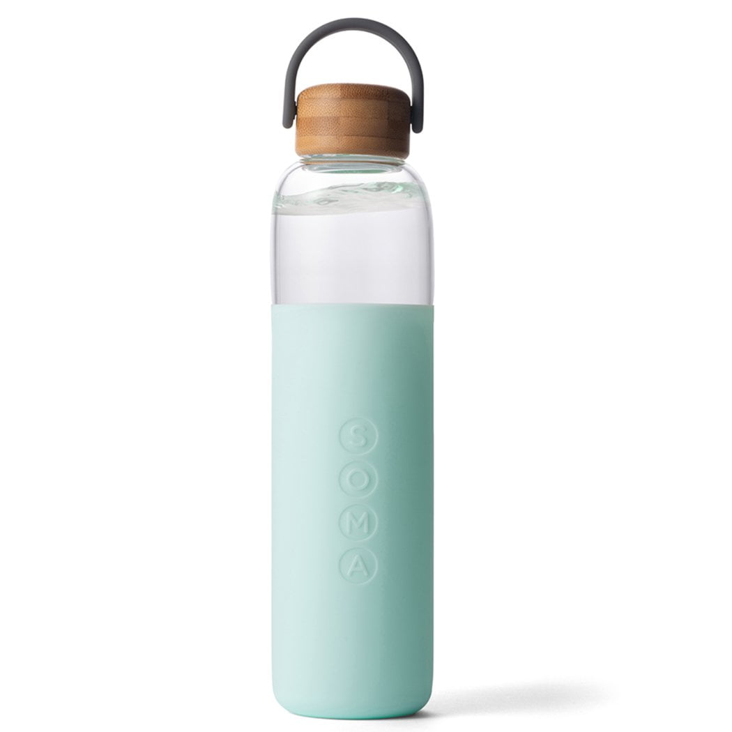 Soma Glass Water Bottle with Silicone Sleeve, BPAFree, Mint, 25oz