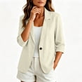 thumbnail image 6 of Tqcoqu Women's Spring Summer Cotton Linen Blazer,Lapel Single Button 3/4 Sleeve Casual Jacket with Pockets,Khaki Women's S-XXL, 6 of 8