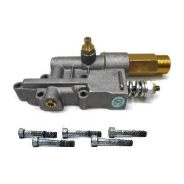 Homelite Replaces Himore Complete Outlet Manifold for Pressure Washer Pump, USES 5 Screws in This Manifold, Including O-Rings, Unloader, Outlet Pipe Chemical Injector