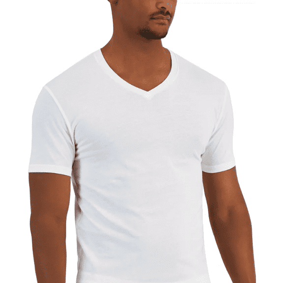 Alfani Men’s 4-Pack Slim V-Neck Cotton Undershirts, White, Size XXL