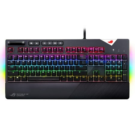 ASUS ROG Strix Flare (Cherry MX Red) Aura Sync RGB Mechanical Gaming Keyboard with Switches, Customizable Badge, USB Pass Through and Media (Best Red Switch Mechanical Keyboard)