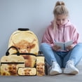 thumbnail image 2 of Garronmavis 4-Piece Kids Backpack Set, 17in School Backpack + Lunch Bag + Pencil Case + Water Bottle Bag, Highland Cow Bookbag for Elementary Students Daily School and Short Travel Use, 2 of 6