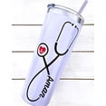 thumbnail image 5 of 22 oz Nurse Personalized Stainless Steel Tumbler with Custom Stethoscope Vinyl Decal by Avito - Includes Straw and Lid - Nurse RN - Nurse Gift, 5 of 9