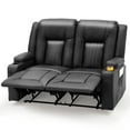 thumbnail image 5 of YODOLLA Manual Reclining Loveseat with Cup Holders&Side Pockets, PU Leather Double Recliner Loveseat  Home Theater Seating-Black, 5 of 9