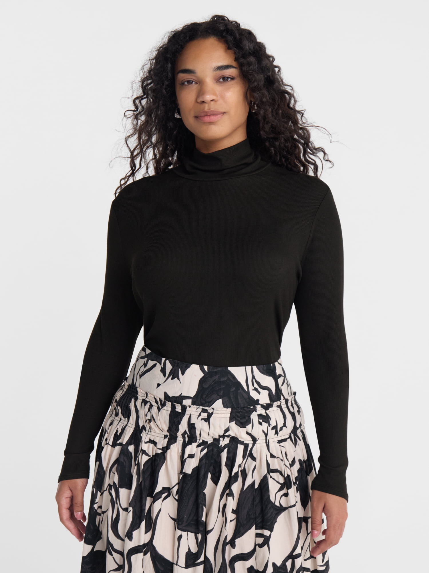 Scenario Women's Turtleneck Top with Long Sleeves, Sizes XS-XXXL