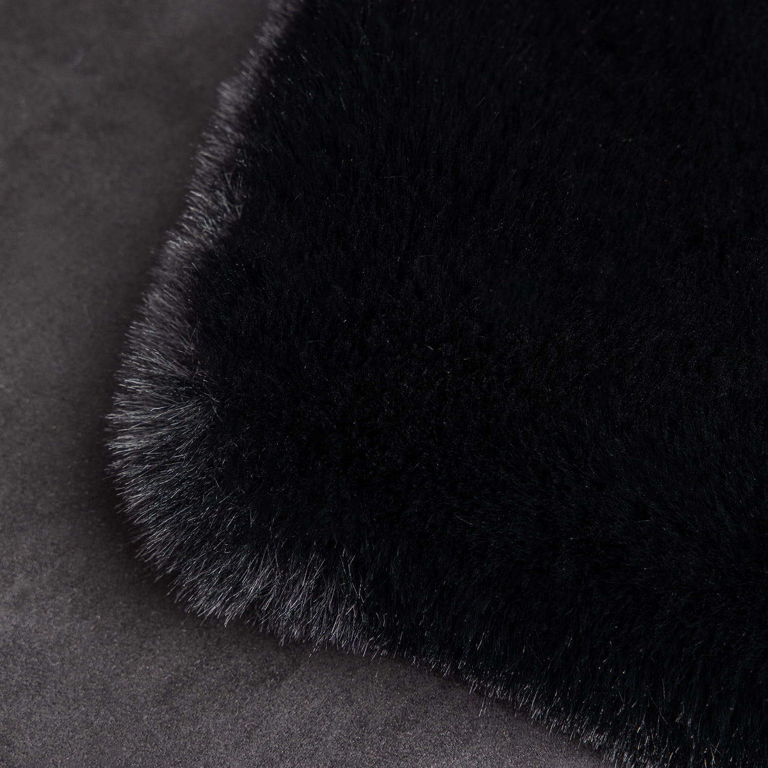 Phantoscope Deluxe Soft Faux Rabbit Fur Collection Asymmetrical Decorative Home Decor Modern Area Rug, Black