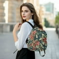 thumbnail image 6 of FORMRS Mini Backpack Purse for Women Quilted Travel Daypack Casual Shoulder Bag, Retro Christmas Poinsettia, 6 of 7