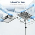 thumbnail image 3 of Yescom Mayo Stand with 2 Pack Trays Adjustable Height 31"-48" Stainless Steel with Handle Lockable Wheels Trolley, 3 of 9