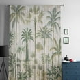 thumbnail image 5 of Palm Tree Semi Sheer Curtains Drapes for Living Room, Bedroom, French Doors Window 63 Inches Long, Sage Green Tropical Nature Plant Watercolor Rod Pocket Chiffon Curtain Drapery Voile Drape Panel, 5 of 6