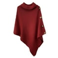 thumbnail image 5 of cfhntfmh Womens Turtleneck Oversized Knit Sweater 3/4 Sleeve Asymmetric Hem Fall Winter Sweaters Casual Pullover（Wine,X-Large), 5 of 5