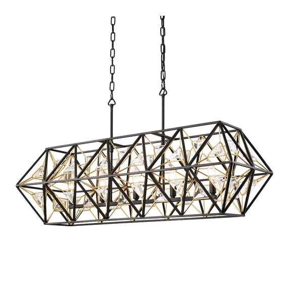 Varaluz Marcia 5-Lt Linear Pendant - Matte Black/French Gold