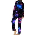 thumbnail image 4 of Ousvtion Women's Valentine's Day Pajamas Sets Love Heart Print Sleepwear Valentines Two Piece Outfits Button Down Long Sleeve Loungewear Soft Tops and Bottom Clearance Saving,C04-Multicolor,3X-Large, 4 of 5