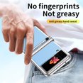 thumbnail image 5 of MonsDirect for 6.7 inch Samsung Galaxy Z Flip 3 5G 2021 Case with A Capacitance Pen, Two Hinge Protection Plating PC Frame Leather Grain Shockproof with S Pen Holder for Galaxy Z Flip 3, Silver Blue, 5 of 7