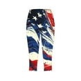 thumbnail image 4 of Stars and Stripes Leggings for Women High Rise Tummy Control Cropped Pants Independence Day Patriotic Capri Pant Slim Fit Yoga Sport Exercise Legging with Lace Trim, 4 of 5