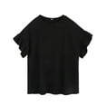 thumbnail image 6 of Tittly T Shirts for Women Spring Tops for Women 2025 Spring/Summer New Solid Color Round Neck Sleeve Short Sleeve T Shirt Tshirts Shirts Basic Tees Black XL, 6 of 9