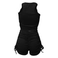 thumbnail image 5 of Baqcunre Women Stretchy Ribbed Tank Crop Top Drawstring Ruched Shorts Set,Size S,Two Piece Sets for Women,Outfits for Women,Vacation Outfits for Women,Shorts for Women,Women Clothing,Black, 5 of 8