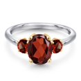 thumbnail image 3 of Gem Stone King 10K Two Tone Gold Red Garnet Engagement Ring for Women | 2.87 Cttw | Oval 9X7MM | Gemstone January Birthstone | Size 8, 3 of 6