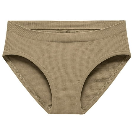 

Aayomet Women Panties Thong Seamless Underwear Invisible Bikini No Show Nylon Spandex Women Panties Khaki M