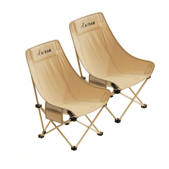 Aoran Portable Folding Camping Chair with Raised Backrest & Double Comfort, Outdoor Moon Chair Lightweight Foldable for Camping, Beach, Fishing and Sports, 2 Pack