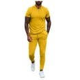 thumbnail image 1 of Birdeem Ensemble Décontracté pour Hommes Col Rabattu Fermeture Éclair Manches Courtes Pantalon Taille Élastique, 1 of 7