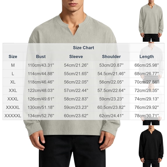Gamivast Long Sleeve Shirts for Men V Neck Lightweight Pullover Basic Regular Fit Fall Tops Gray M
