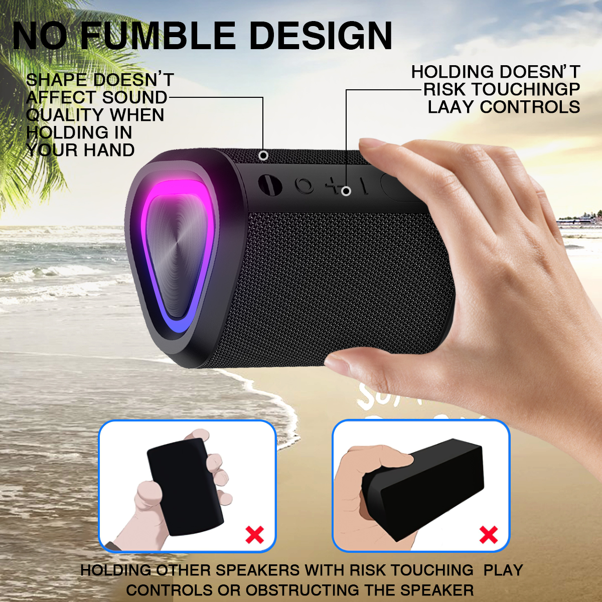 Hoey Portable Bluetooth Speaker with LED Lights, 24-Hour Battery photo 6