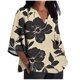 thumbnail image 3 of TaTaai Women's Roll Tab Sleeve Blouse, Printed V Neck Shirt, Linen Look Three Quarter Top for Casual Summer Gift, 3 of 5