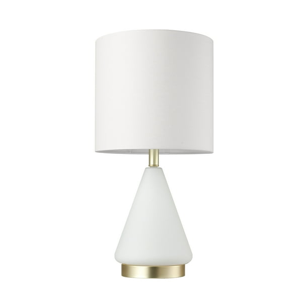 White Glass Table Lamp, Metalized Glass Usb Table Lamp Small