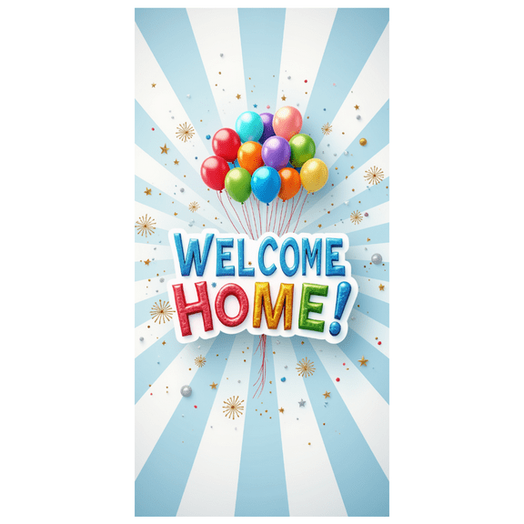 Balloon Design Welcome Home Welcome Banner Colorful Patterns Welcome Sign for Indoor Celebration Party Decoration Homecoming Event